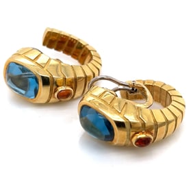 VAN CLEEF & ARPELS 18K Yellow Gold Blue Topaz Earrings