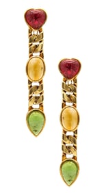 Tarquinius Italian Dangle Drop Earrings In 18Kt Yellow Gold With 51.75 Ctw Tourmalines