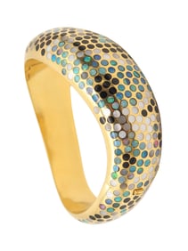 ANGELA CUMMINGS 1983 Geometric Dots Bracelet 18Kt Gold With Opal & Black Jade