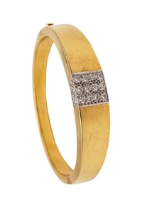CARTIER 1970 Roger Lucas Bangle Bracelet In 18Kt Gold And 1.76 Ctw In Diamonds