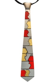 Pierre Cardin 1970 Paris Sculptural Artistic Metallic Tie In Stainless Steel And Enamel