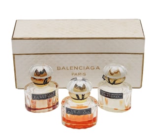 Balenciaga 1950 Paris Perfume Crystal Bottles Trio In Coffret Set Le Dix Fuites Des Heures And