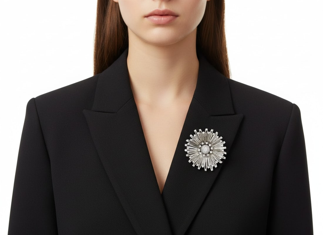 Art Deco Platinum 3.50 Ct. Diamond Starburst Brooch: Art Deco Platinum Starburst Brooch, set with approximately 3.50 carats of dazzling F-G color, VS1-VS2 clarity diamonds, radiates vintage sophistication in a striking 1.75-inch design. Weighing 20.7 gr