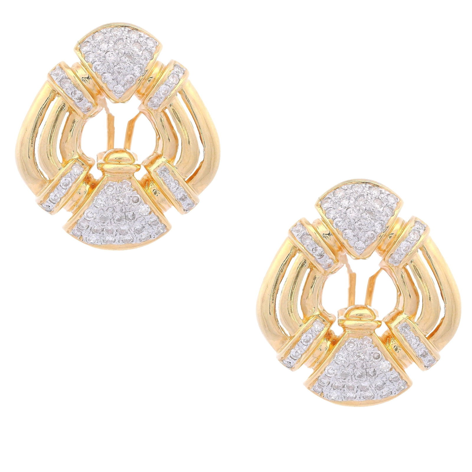 1960 Mid-Century 18kt Gold Earrings with 1.22 CTS in Diamonds (1 of 5)