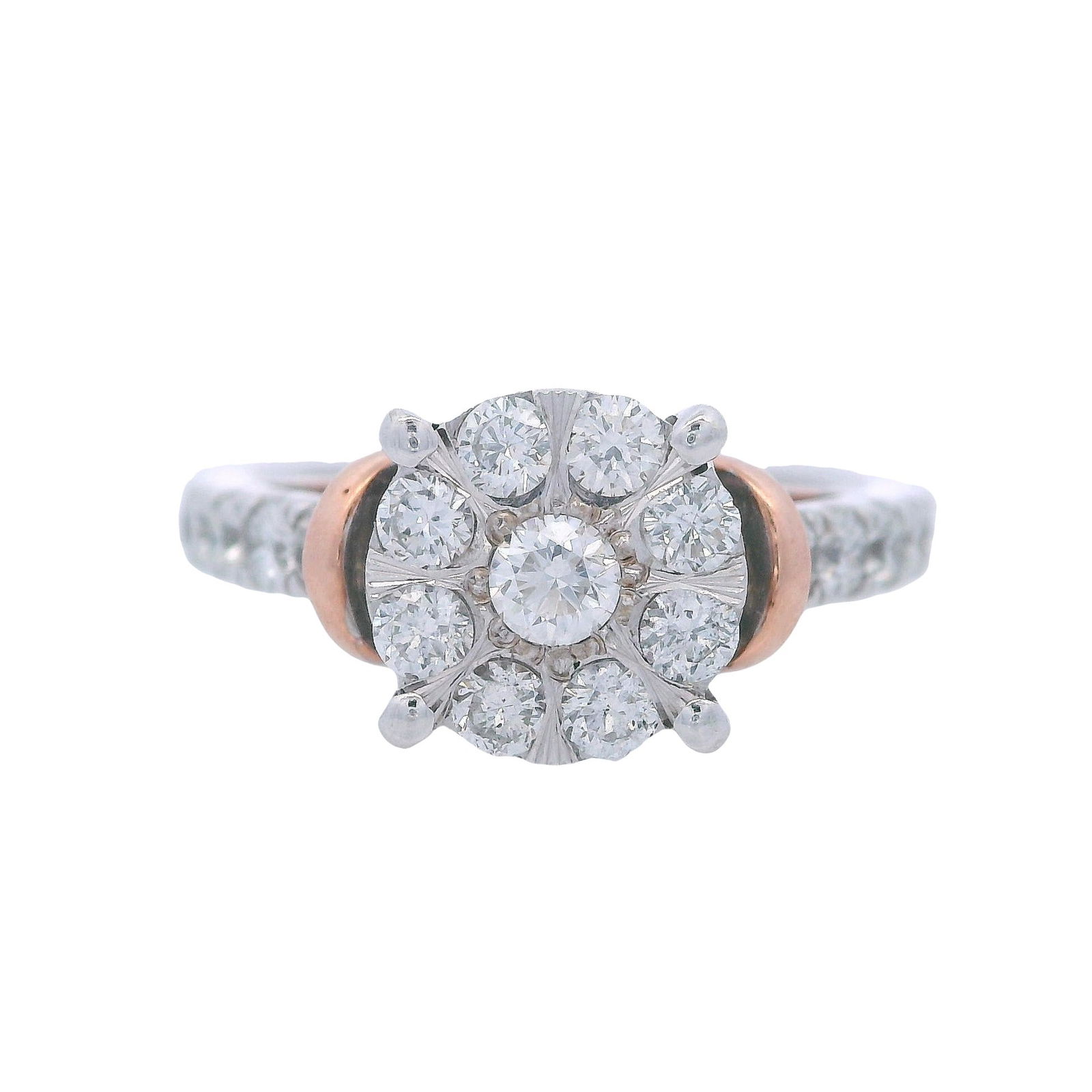 14kt white & Rose Gold Ring with 1.10 Cts in Diamonds (1 of 8)