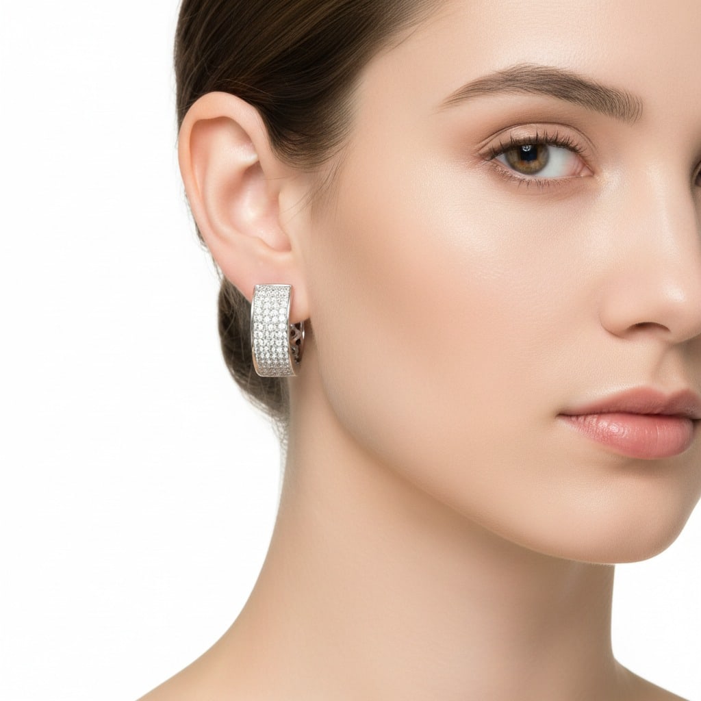 GEMCO 18K White Gold 1.80 Ct. Diamond Earrings: Sophisticated GEMCO earrings in 18K white gold, pavé-set with 1.80 carats of dazzling D-F color, VVS-VS clarity diamonds (stamped weight). Weighing 13.9 grams and measuring 0.75 inches in length, the