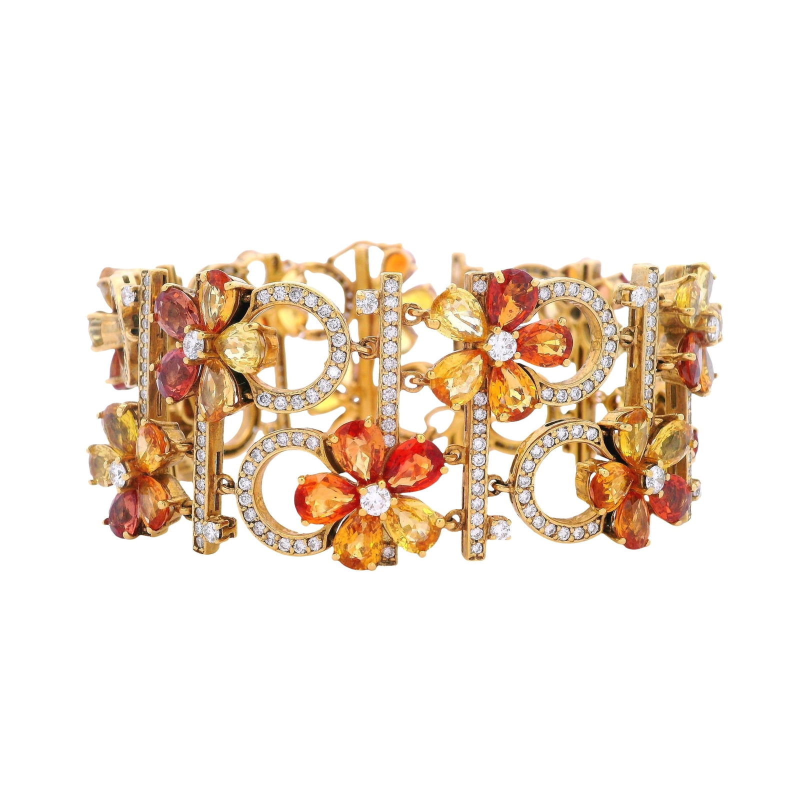 18kt yellow gold Bracelet with 63 CTW in Multicolor Sapphires & Diamonds (1 of 8)