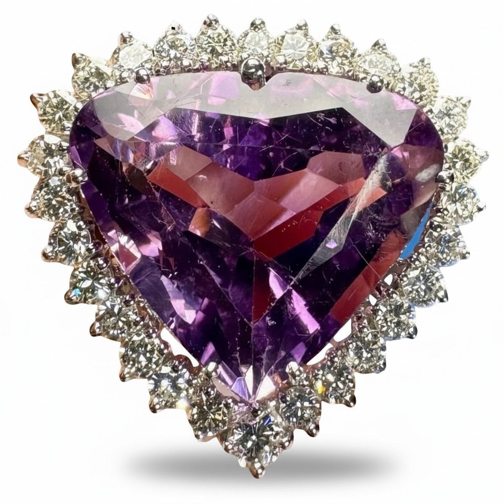 14K White Gold Amethyst & Diamond Ring (1 of 4)