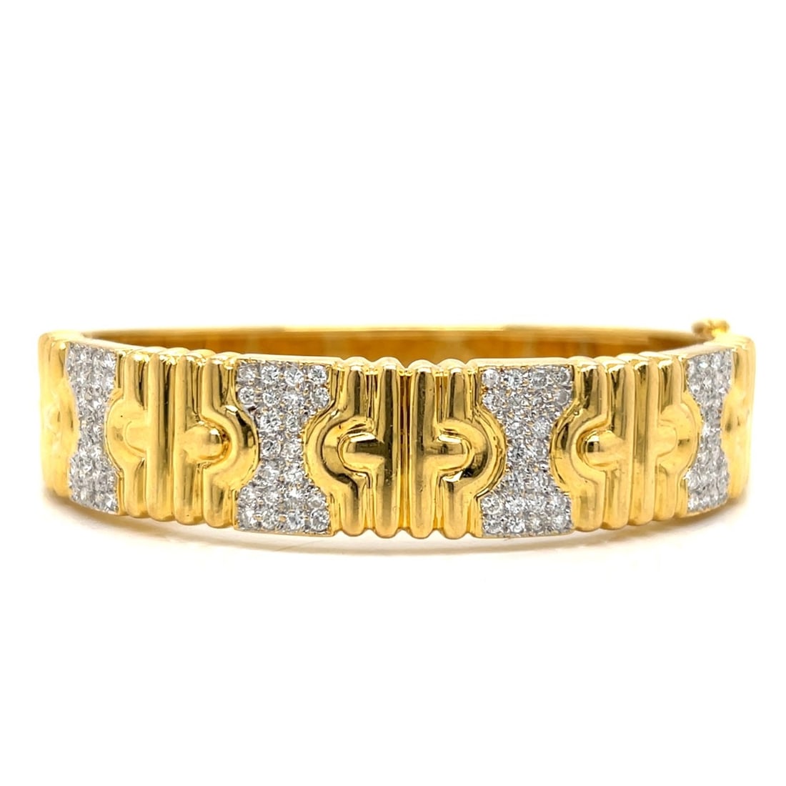18K Yellow Gold Bangle Bracelet with 2.50 Cts in Diamonds (1 of 4)