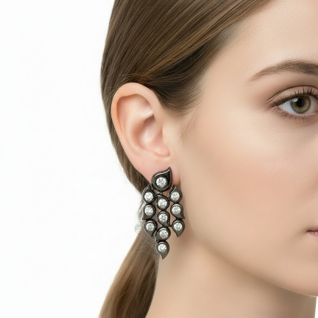 Tamara Comolli 18K Blackened Gold Diamond Earrings: Tamara Comolli earrings crafted in 18K blackened gold, set with 22 diamonds totaling approximately 4.00 carats (D–F color, VVS–VS clarity) for striking, high-contrast brilliance and a modern, elev
