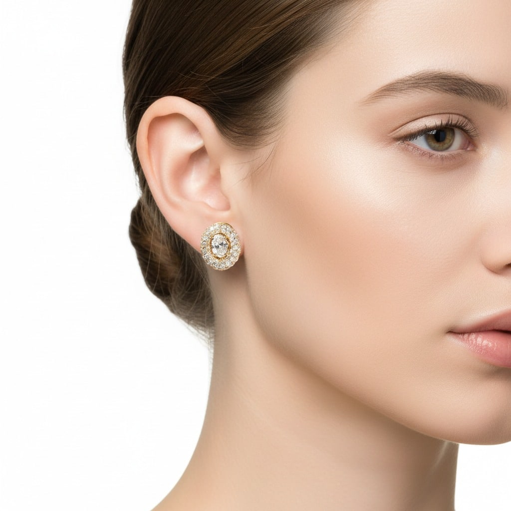 18K Yellow Gold 1.67 Cts Diamond Earrings (1 of 3)