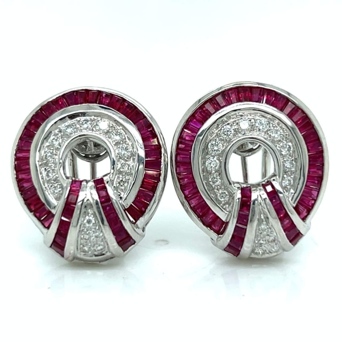 18K White Gold Ruby & Diamond Earrings (1 of 4)