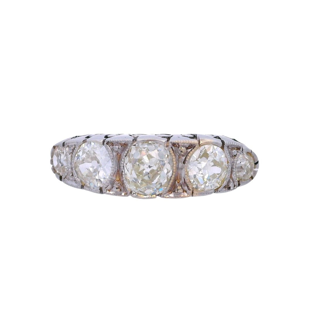 Victorian 18kt Gold & Platinum Ring with 1.80 Cts in Diamonds (1 of 7)