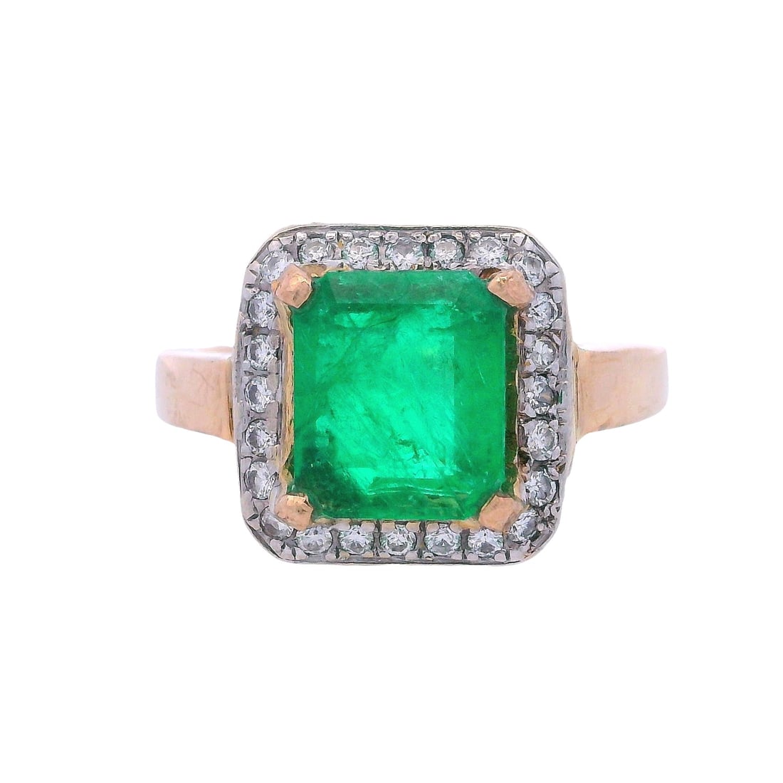 18 kt yellow Gold Ring with 2.52 CTW in Emerald & Diamonds (1 of 7)