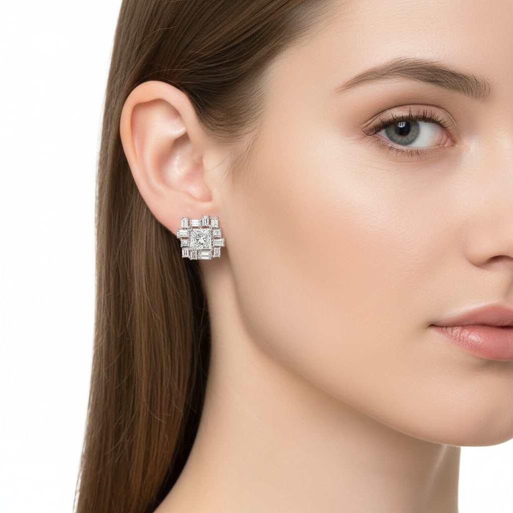 18K White Gold 4.40 Ct. Diamond Earrings (1 of 4)