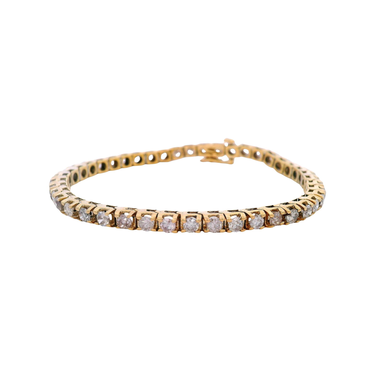 14kt yellow Gold Tennis Bracelet with 4.50 Cts in Diamonds (1 of 9)