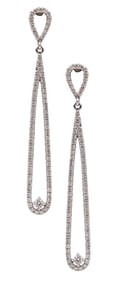 CONTEMPORARY Dangle Drops Earrings In 18Kt White Gold With VS Diamonds
