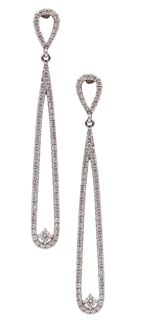 CONTEMPORARY Dangle Drops Earrings In 18Kt White Gold With VS Diamonds (1 of 5)