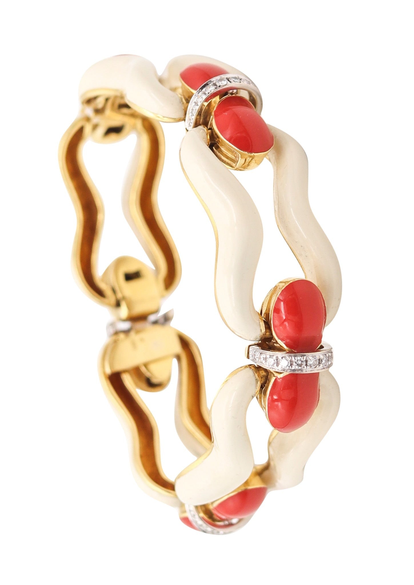 DAVID WEBB 1976 Enameled Bracelet In Solid 18kt Yellow Gold With Diamonds (1 of 7)