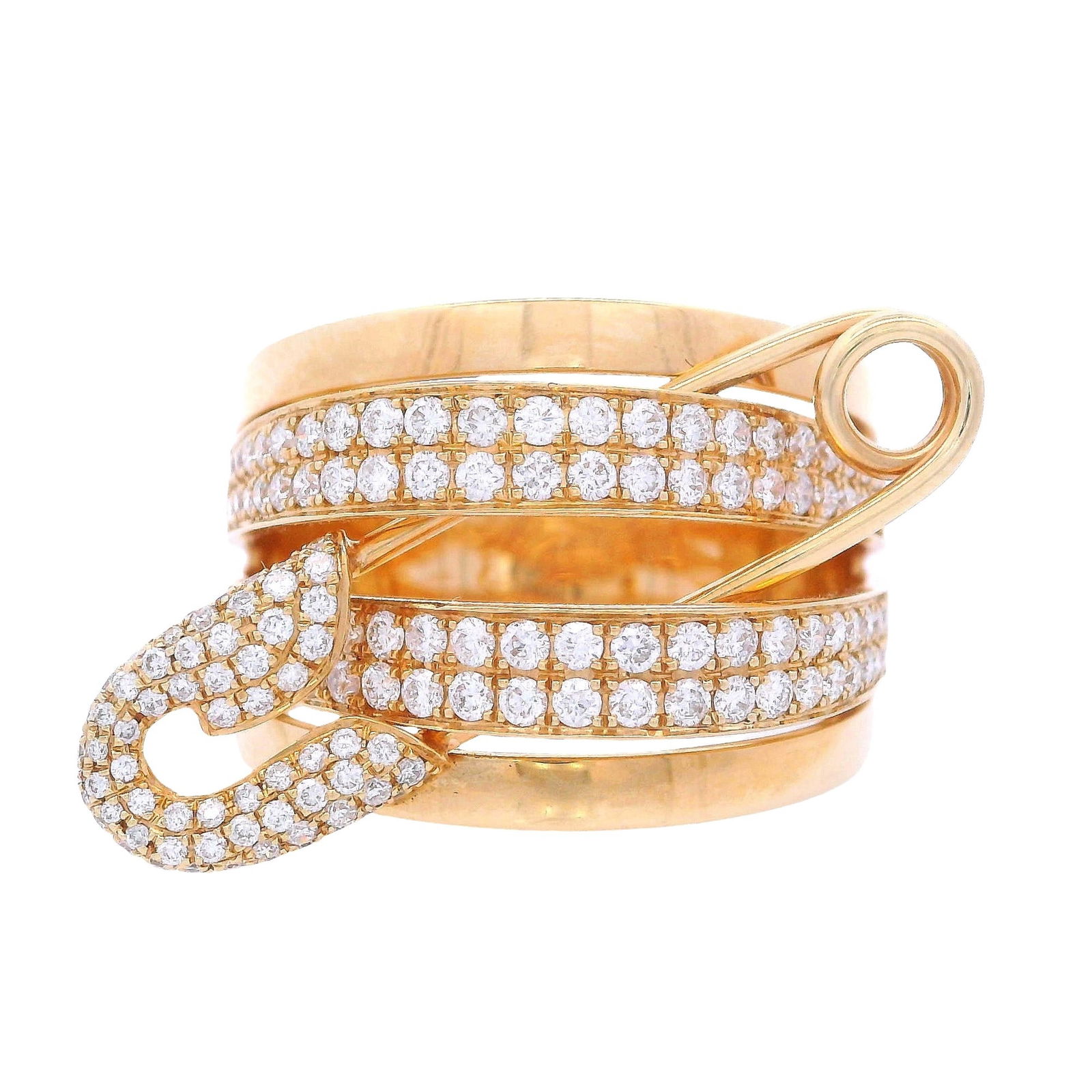 Contemporary 18kt yellow Gold Ring with Diamonds (1 of 8)