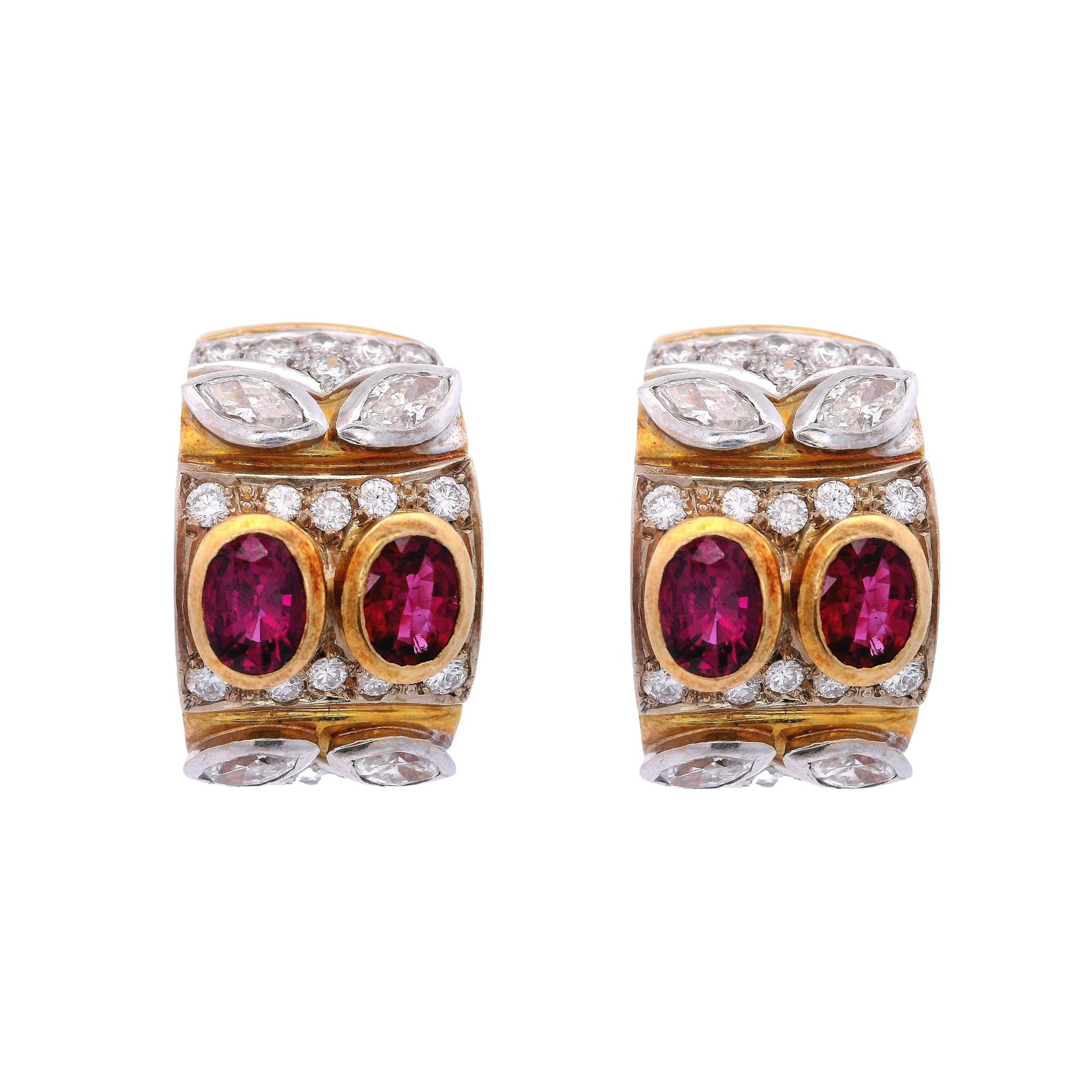 Hallmarked Vintage 18kt Gold Earrings with 3.05 CTW in Rubies & Diamonds (1 of 6)