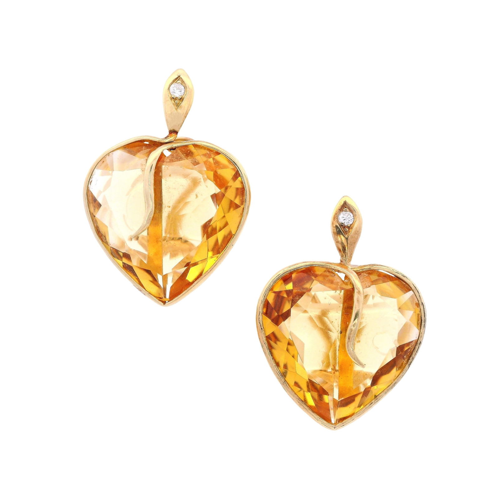 18kt yellow Hold Heart Earring with Citrines & Diamonds (1 of 6)