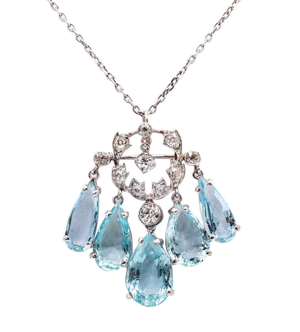 Seaman Schepps 1940 Art Deco Convertible Necklace In 14Kt Gold With 40.54 Ctw In Diamonds And: A very rare and highly collectible Seaman Schepps convertible necklace-brooch, created in New York City (late Art Deco, circa 1938) and crafted in solid 14k white gold with a high-polished finish. Ing