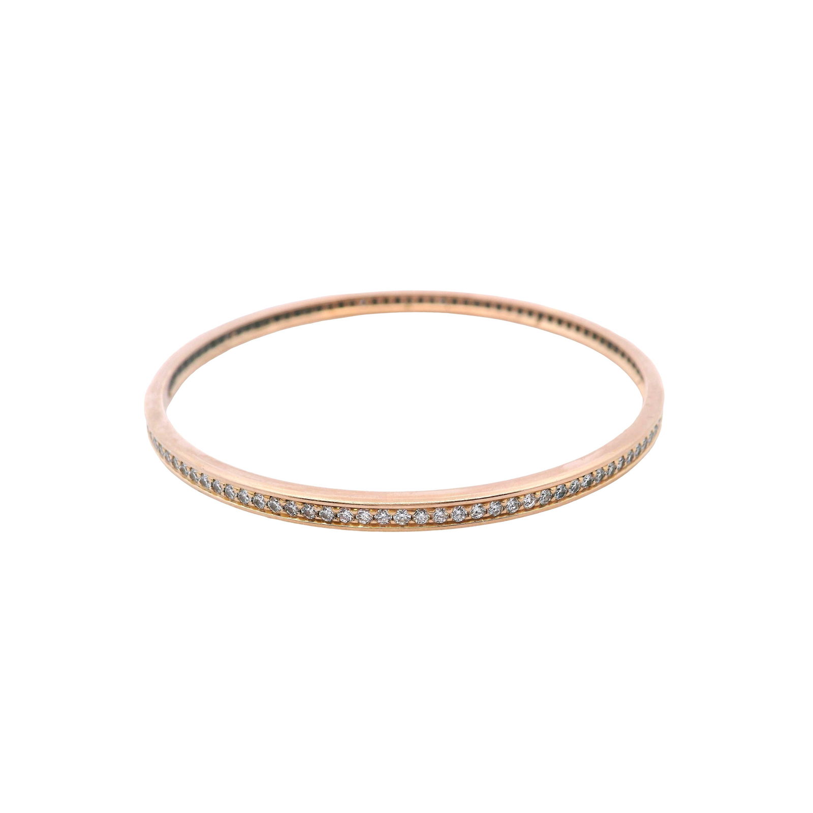 CARTIER Trinity 18kt Gold Bangles with 6.60 Cts in Diamonds: A timeless Cartier classic, this elegant set of three fully rounded bangles is crafted in 18kt rose, yellow, and white gold and set with round brilliant-cut diamonds totaling approximately 6.60 carats