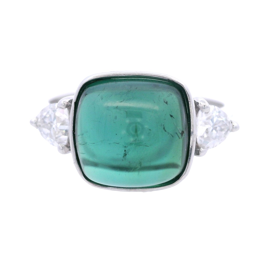 18kt white Gold Cocktail Ring with Green Tourmaline & Diamonds (1 of 5)