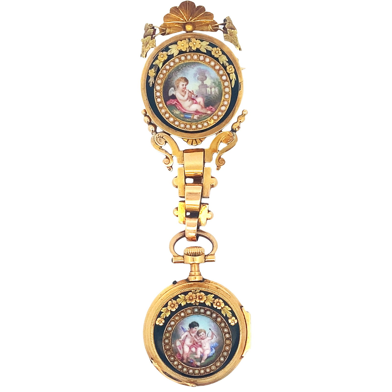 1870 Chatelaine Enamel Watch in 18kt yellow Gold (1 of 8)