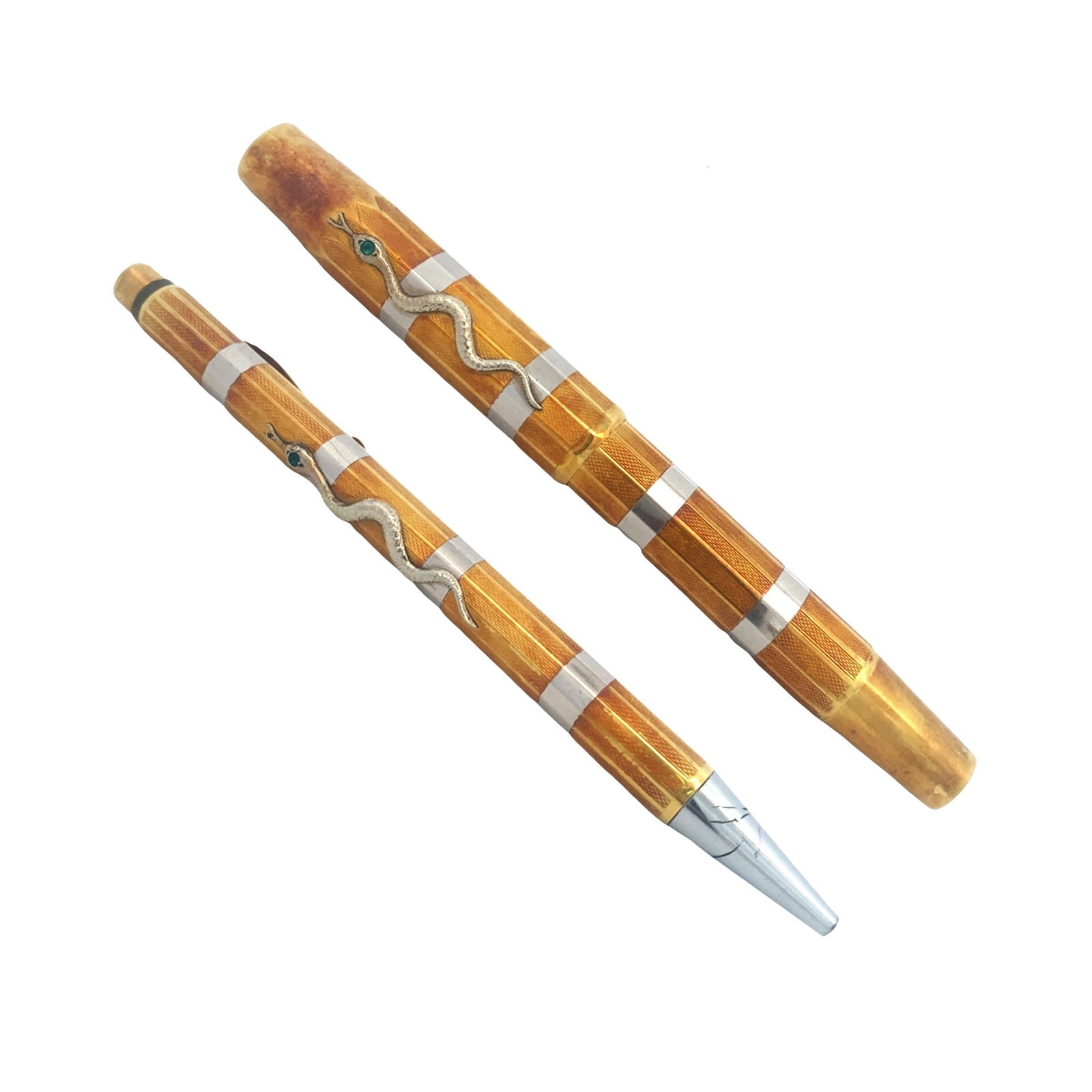 Set of Vintage 18kt yellow & white Gold Fountain Pen & Mechanical Pencil (1 of 12)