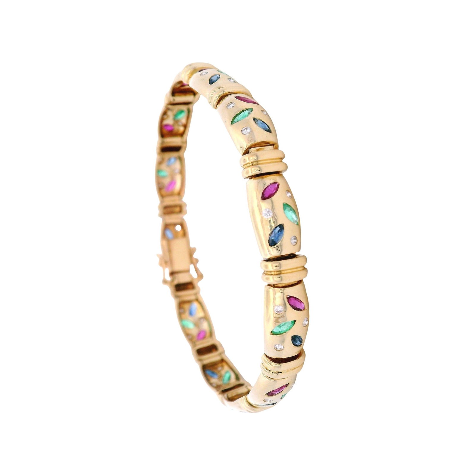 18kt yellow Gold Bracelet with Diamonds & Multi Gemstones (1 of 9)