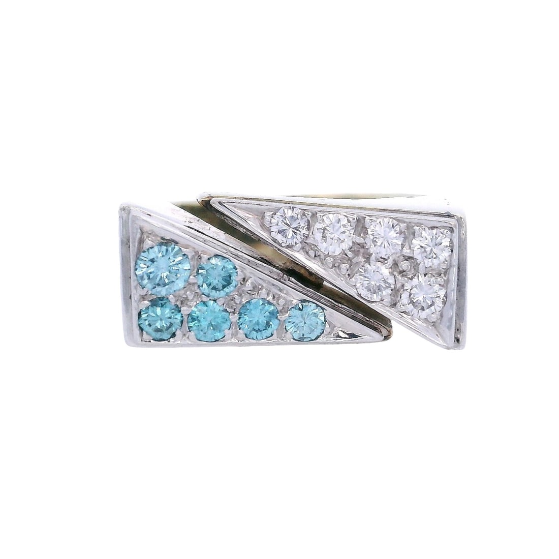 14kt two tones Ring with Blue and White Diamonds (1 of 8)