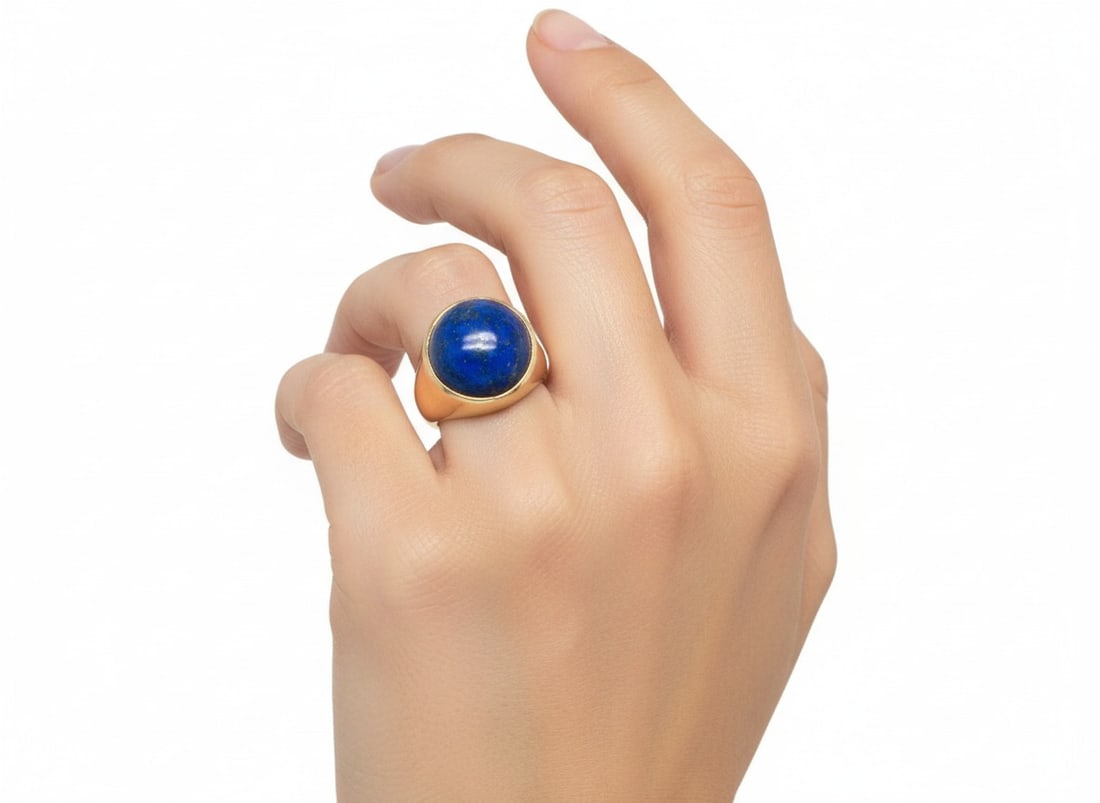 Midcentury 14K Yellow Gold Lapis Lazuli Ring (1 of 4)