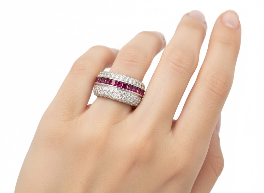 18K White Gold Ruby & Diamond Ring (1 of 5)