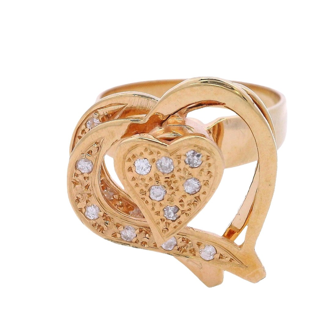 Kinetic 18kt yellow Gold Heart Ring with Diamonds (1 of 9)