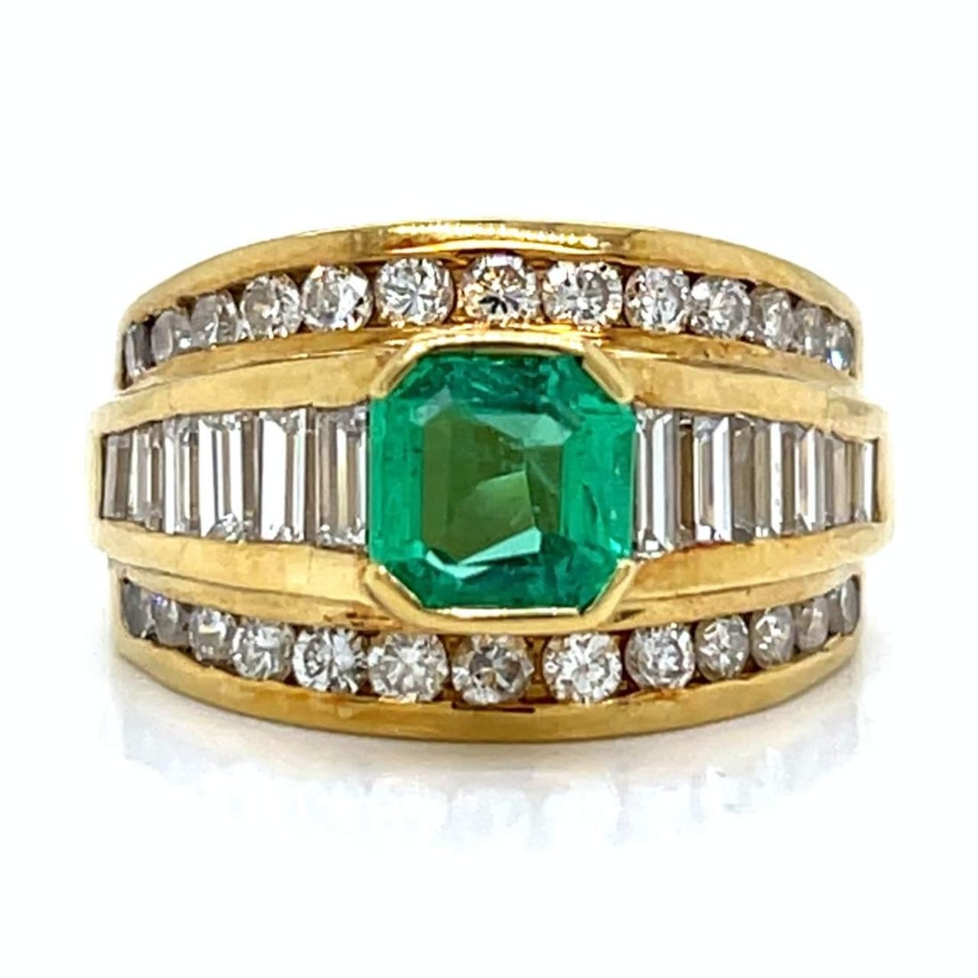 18K Yellow Gold Colombian Emerald & Diamond Ring (1 of 4)