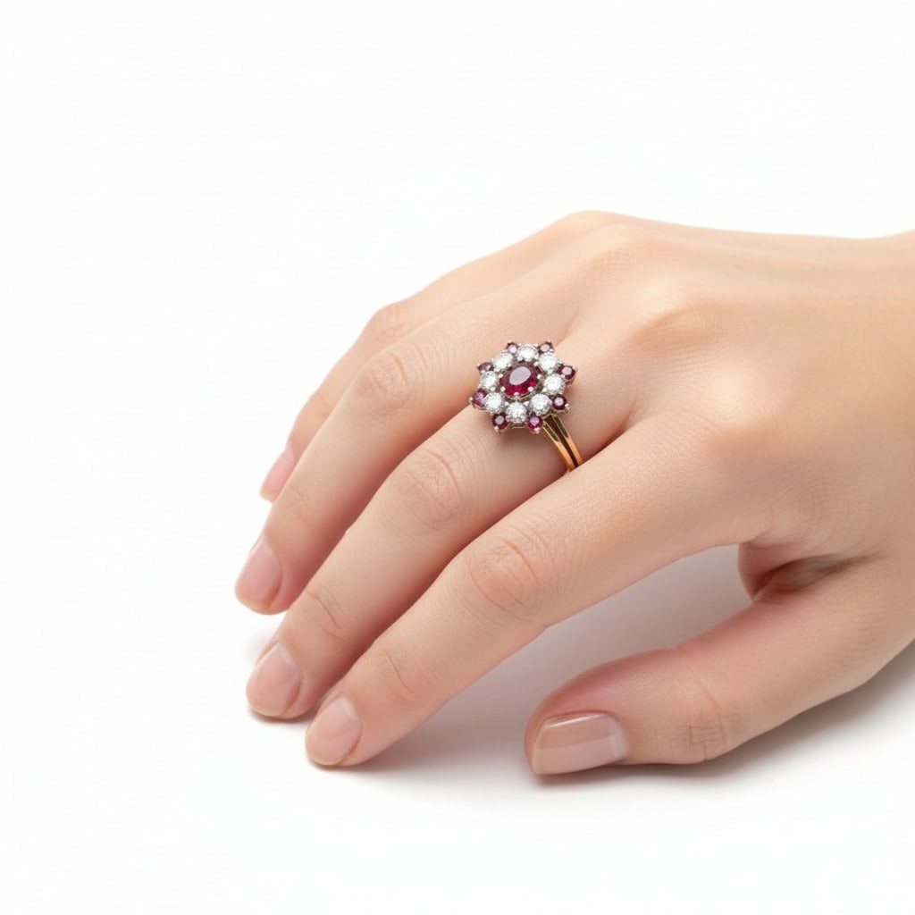 18K Yellow Gold Ruby & Diamond Ring (1 of 5)