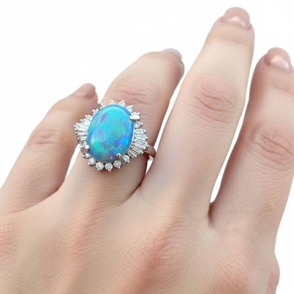 Platinum Opal & Diamond Ring (1 of 5)