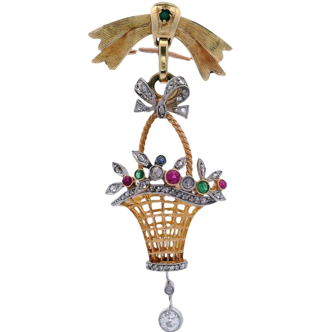 Edwardian 18kt Gold and Platinum Flower Brooch (1 of 3)