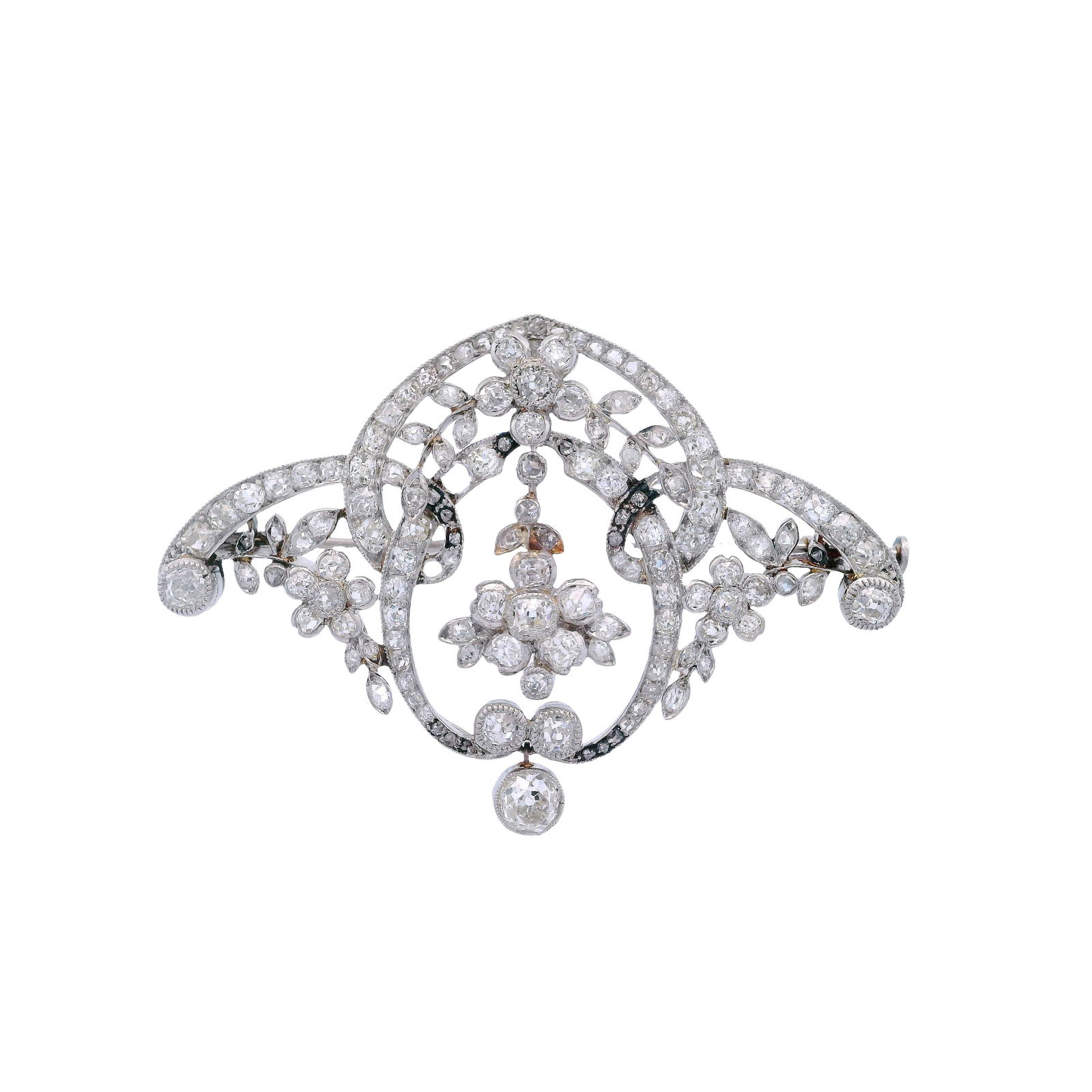 Belle Epoque Platinum Brooch with 3.85 Cts in Diamonds (1 of 3)