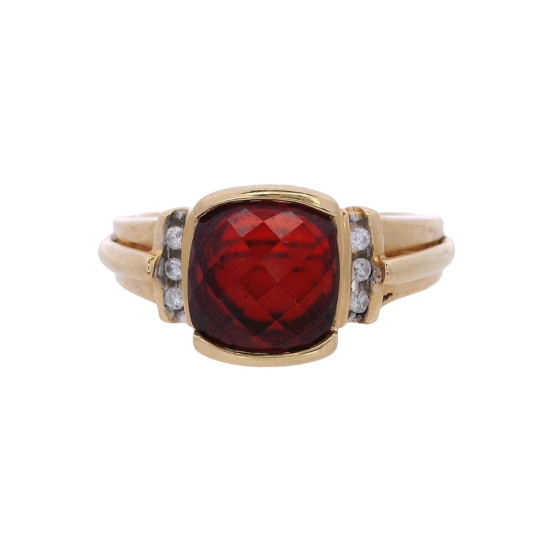 18kt yellow Gold Cocktail Ring with Garnet & Diamonds (1 of 7)
