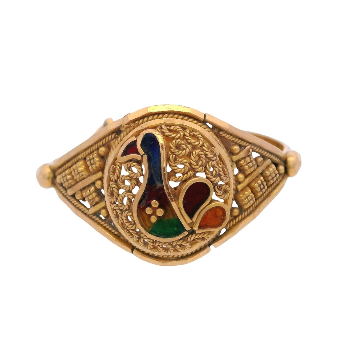 22Kt yellow Gold Ring with Enamel (1 of 7)