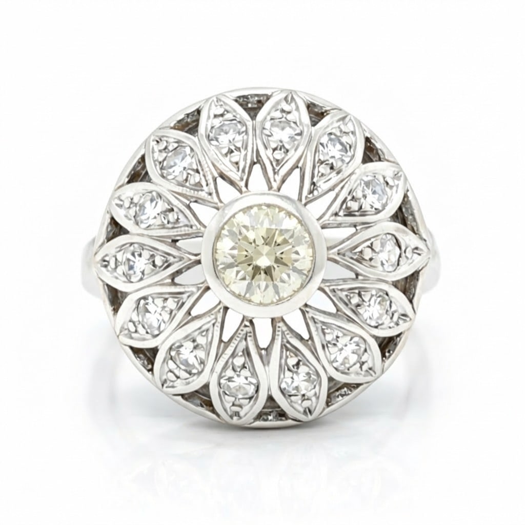 Art Deco 14K White Gold 1.10 Ct. Diamond Ring (1 of 4)