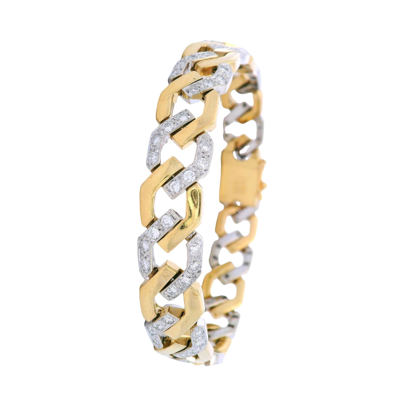 Vintage 18kt yellow & White Gold Bracelet with 1.80 Cts in Diamonds (1 of 9)