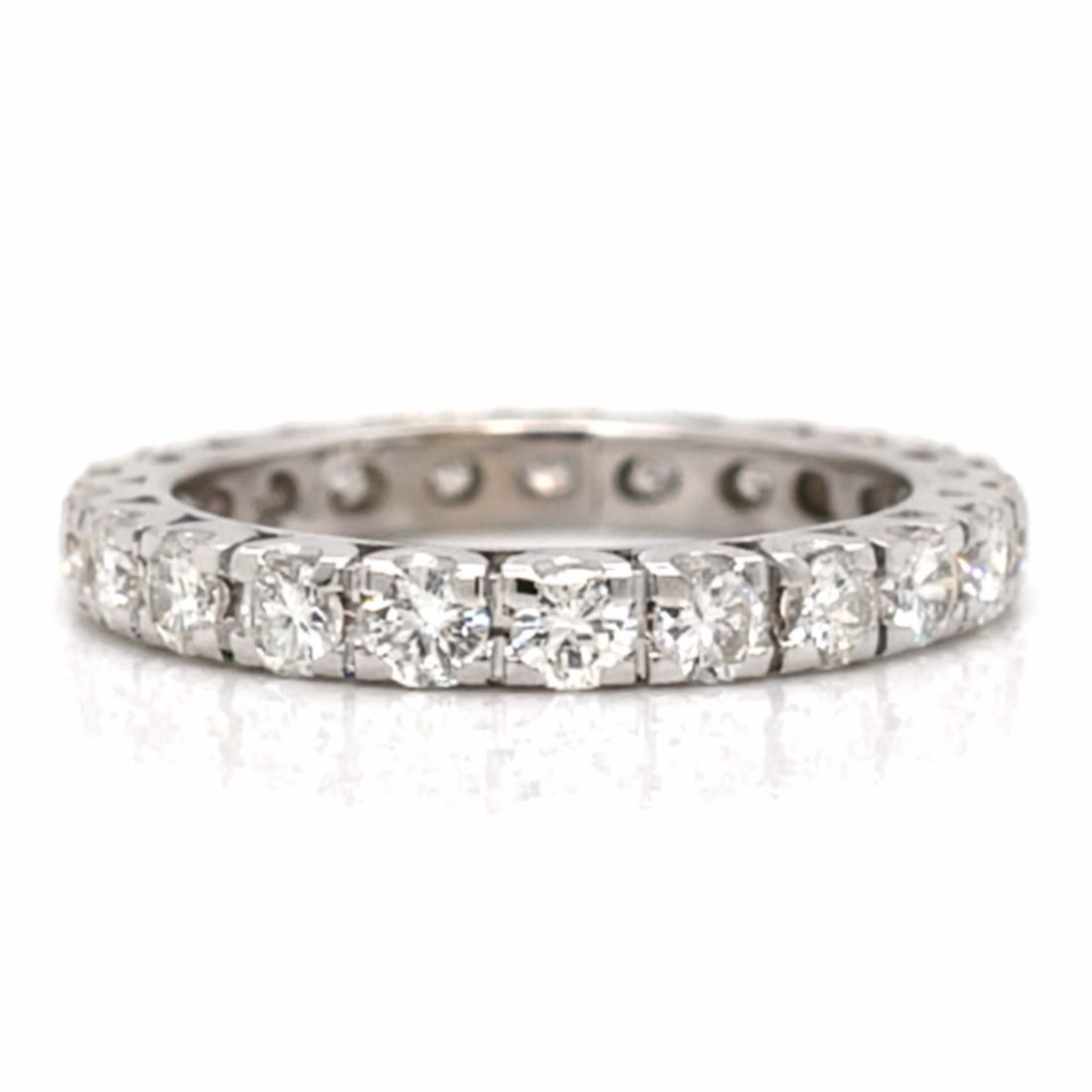 Art Deco 14K White Gold 1.00 Ct. Diamond Eternity Band: Art Deco 14K white gold eternity band set with 22 diamonds totaling approx. 1.00 ct (H–J color, VS1–I1 clarity), offering a refined, continuous line of sparkle with a sleek vintage feel. Perfect a