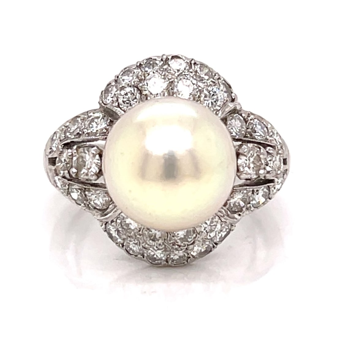 1950’s Platinum Pearl & Diamond Ring (1 of 4)