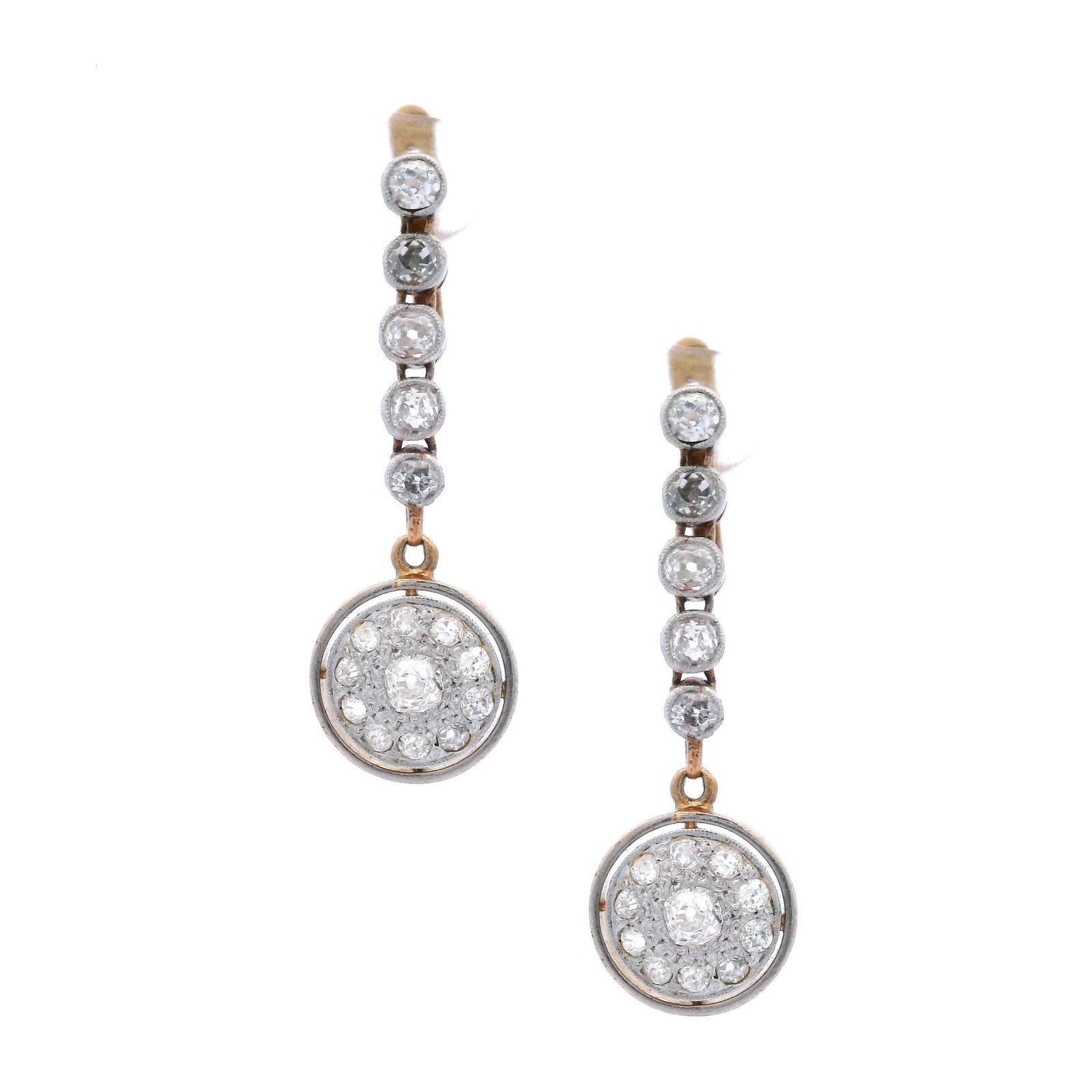 Antique 18kt Gold Hanging Earrings with 2.80 Cts in Diamonds (1 of 6)