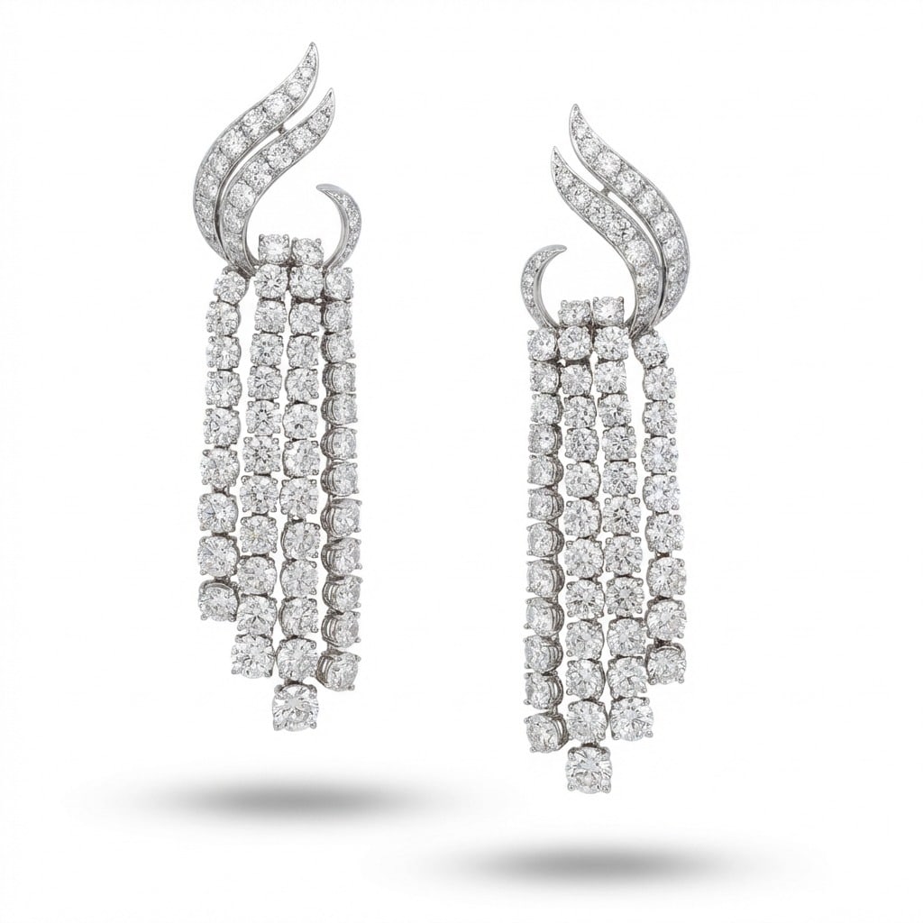 Platinum Chandelier Earrings with 12.80 Cts in Diamonds (1 of 4)
