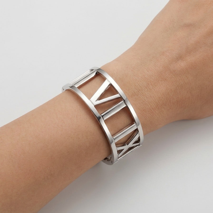 TIFFANY & CO 18kt white Gold Wide Atlas Bangle Bracelet (1 of 8)